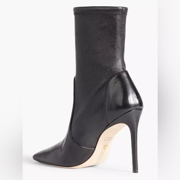Stuart Weitzman Ankle Stretch Black Leather Pointed Toe 85mm Booties Shoes 10.5 - Picture 8 of 13